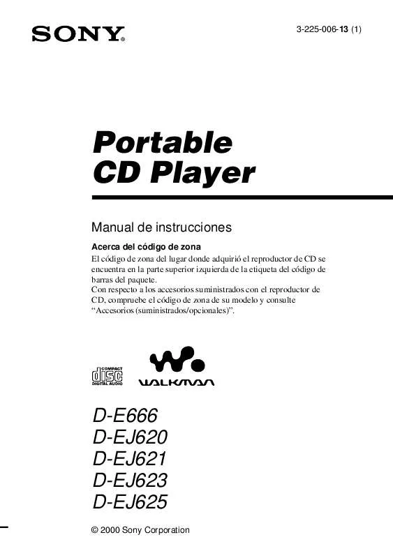 Mode d'emploi SONY D-EJ623