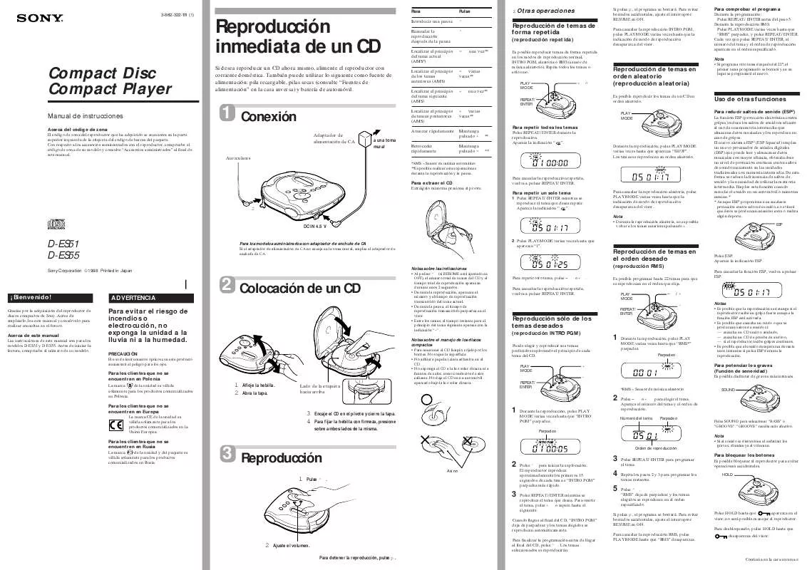 Mode d'emploi SONY D-ES55