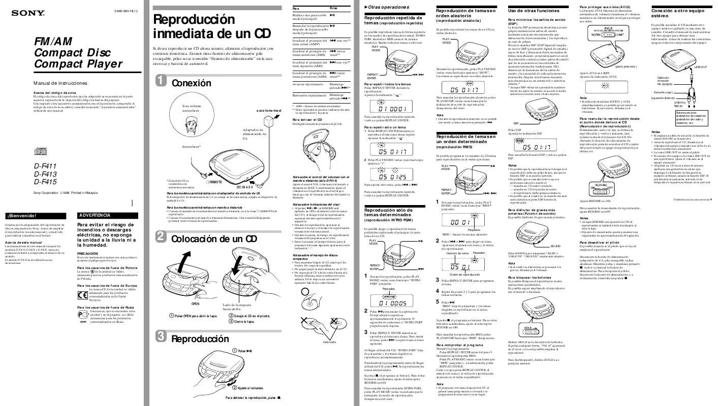 Mode d'emploi SONY D-F411