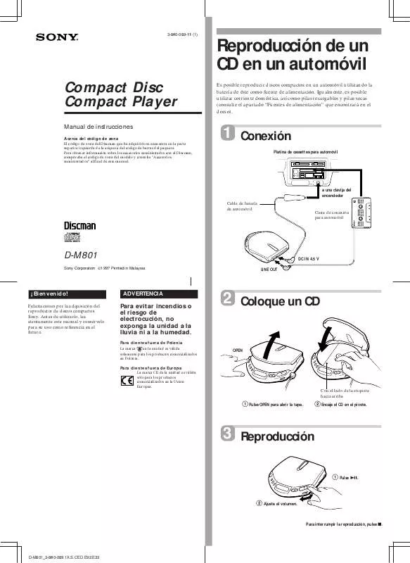 Mode d'emploi SONY D-M801