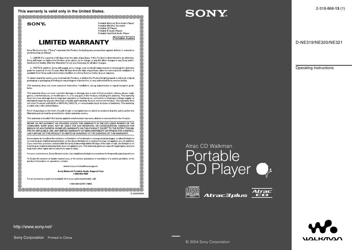 Mode d'emploi SONY D-NE319