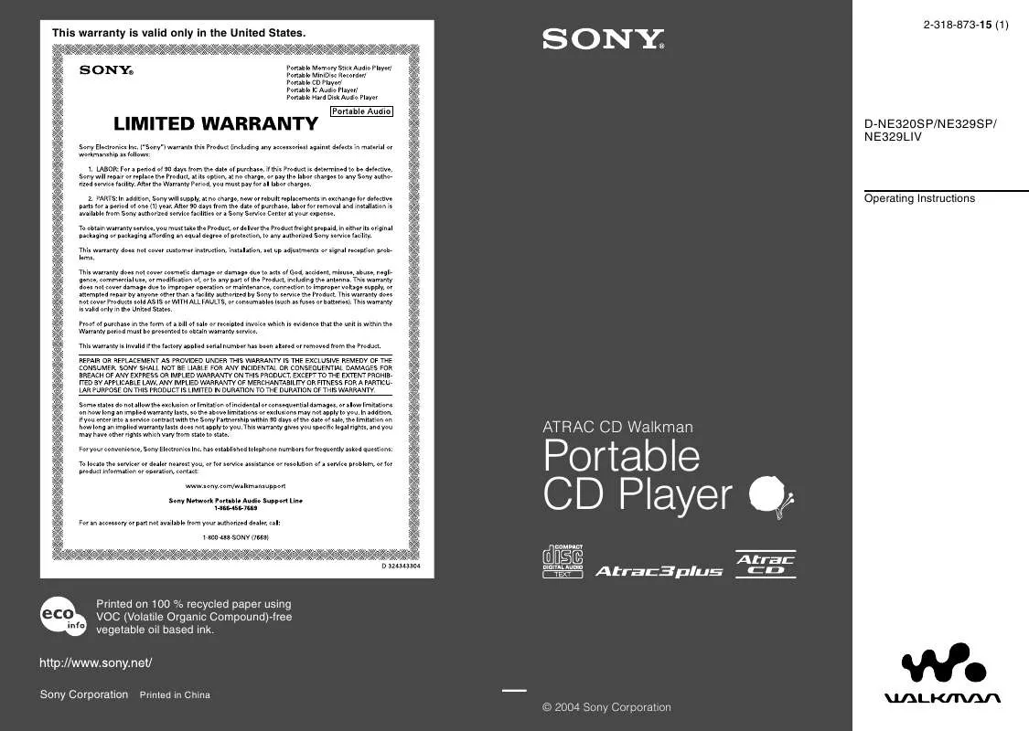 Mode d'emploi SONY D-NE320SP