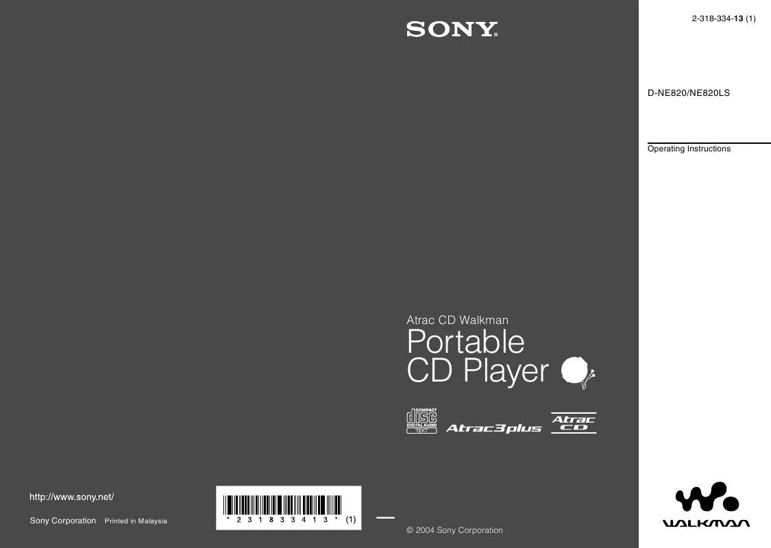 Mode d'emploi SONY D-NE820