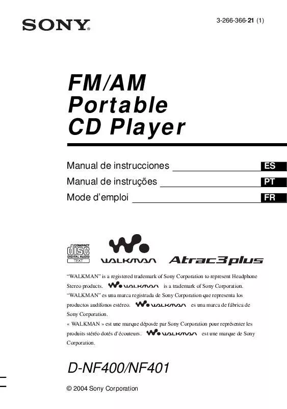 Mode d'emploi SONY D-NF400