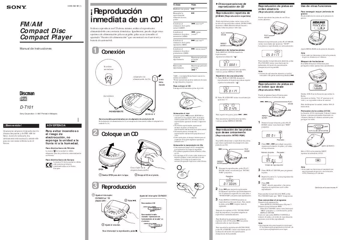 Mode d'emploi SONY D-T101