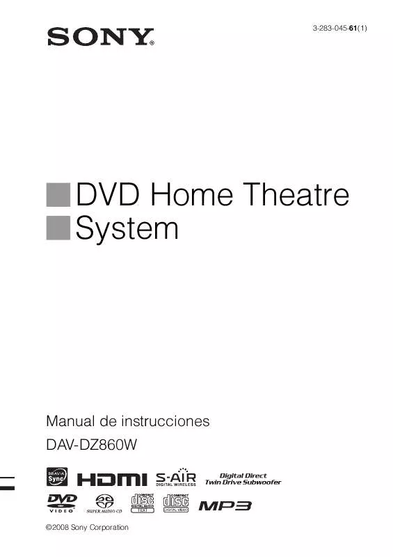 Mode d'emploi SONY DAV-DZ860W