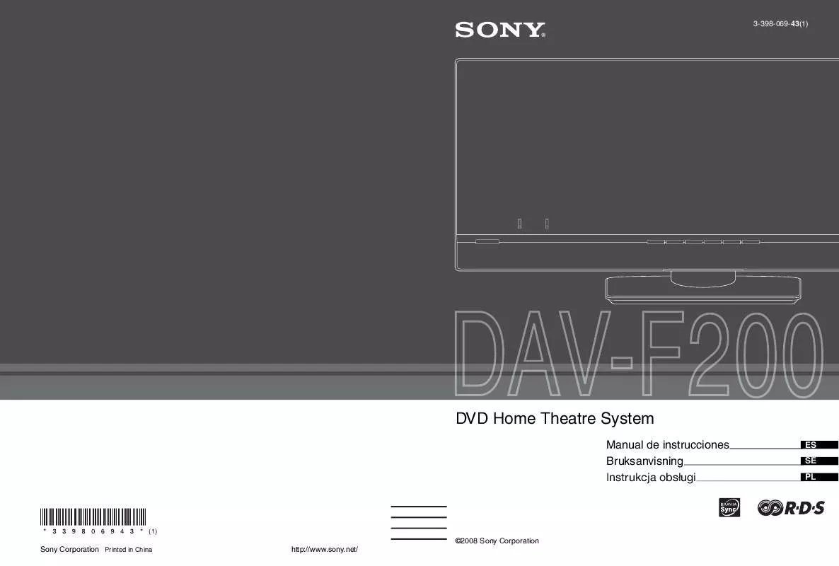 Mode d'emploi SONY DAV-F200