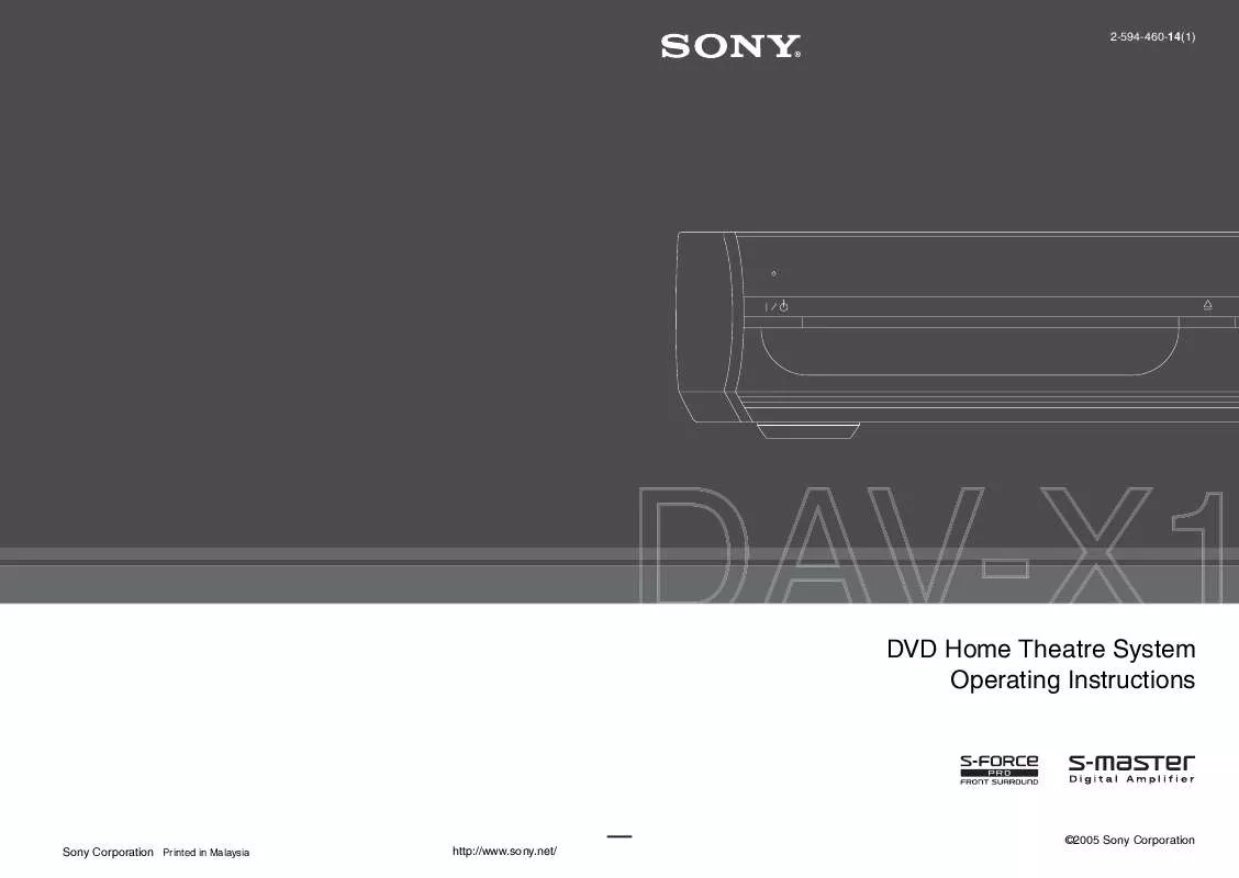 Mode d'emploi SONY DAV-X1