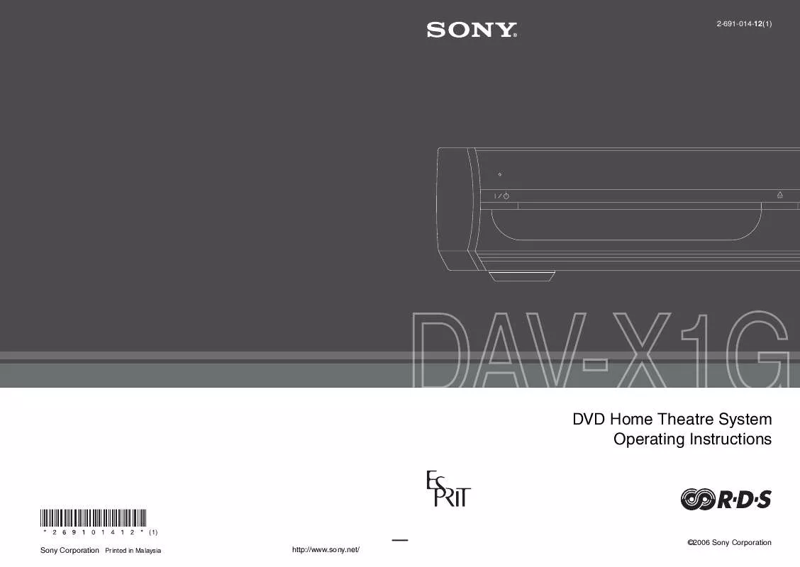 Mode d'emploi SONY DAV-X1G