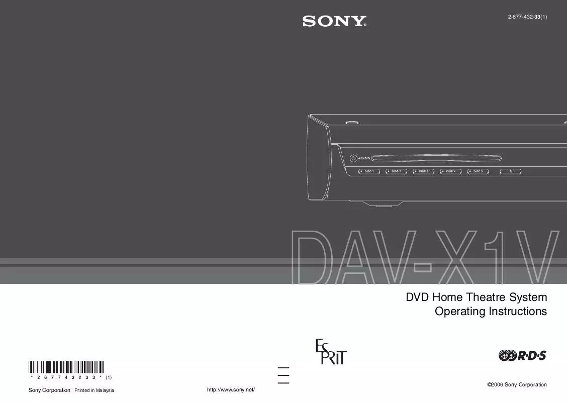 Mode d'emploi SONY DAV-X1V