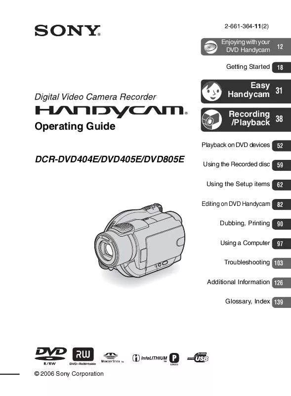 Mode d'emploi SONY DCR-DVD404E