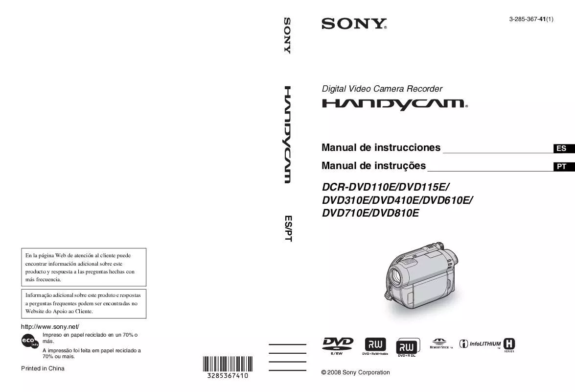 Mode d'emploi SONY DCR-DVD410E