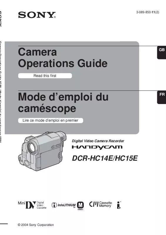 Mode d'emploi SONY DCR-HC14E