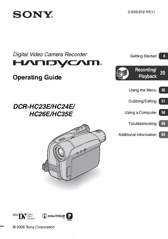 Mode d'emploi SONY DCR-HC23E