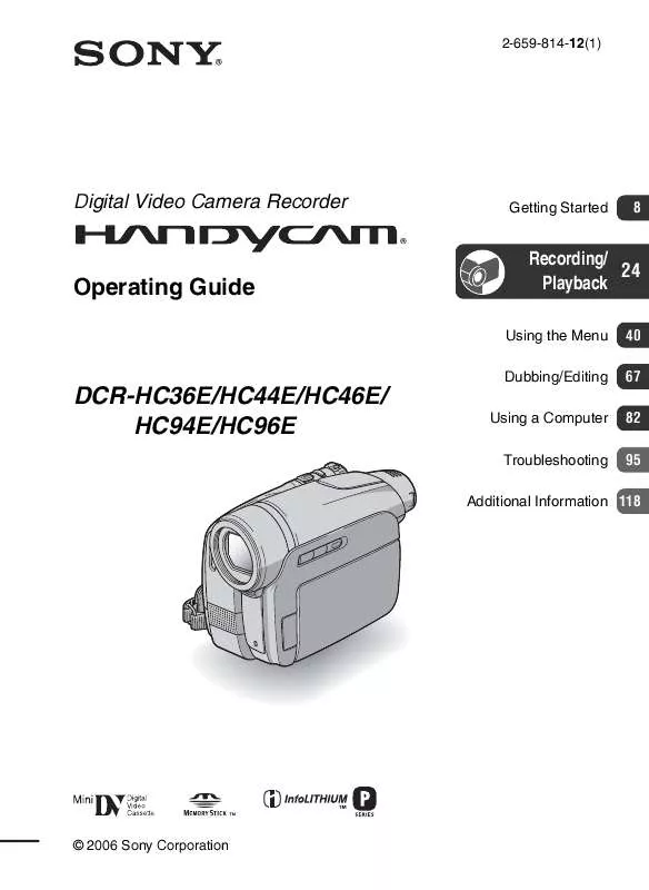 Mode d'emploi SONY DCR-HC44E