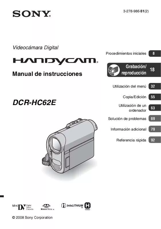 Mode d'emploi SONY DCR-HC62E