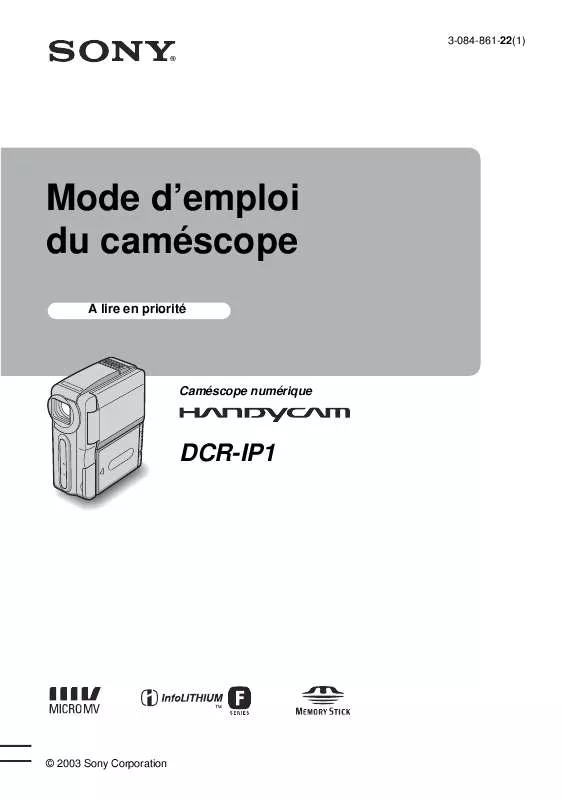 Mode d'emploi SONY DCR-IP1