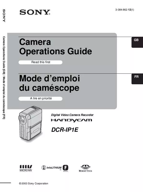 Mode d'emploi SONY DCR-IP1E