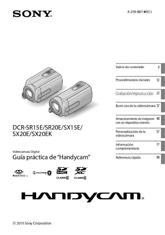 Mode d'emploi SONY DCR-SR15E