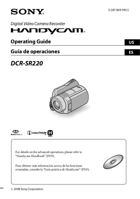 Mode d'emploi SONY HANDYCAM DCR-SR220