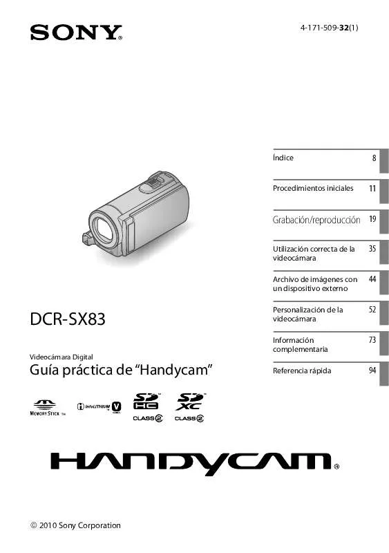 Mode d'emploi SONY DCR-SX73E