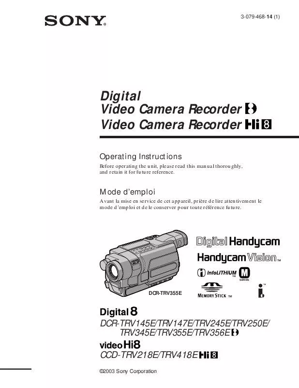 Mode d'emploi SONY DCR-TRV147E