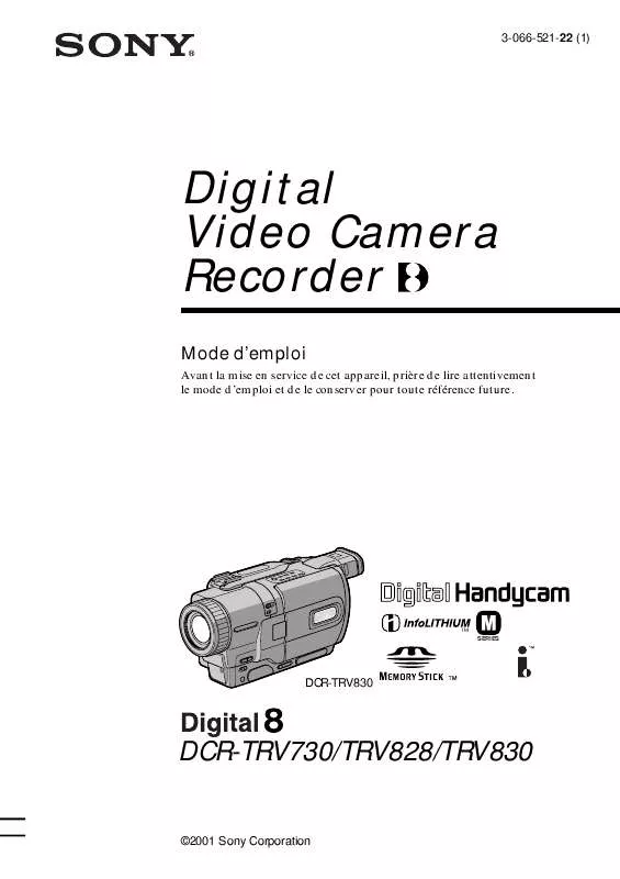 Mode d'emploi SONY DCR-TRV730