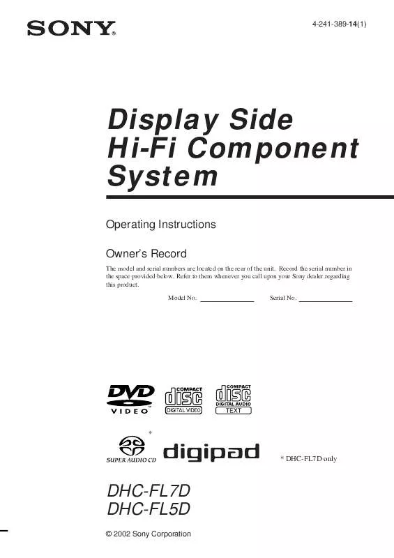 Mode d'emploi SONY DHC-FL7D