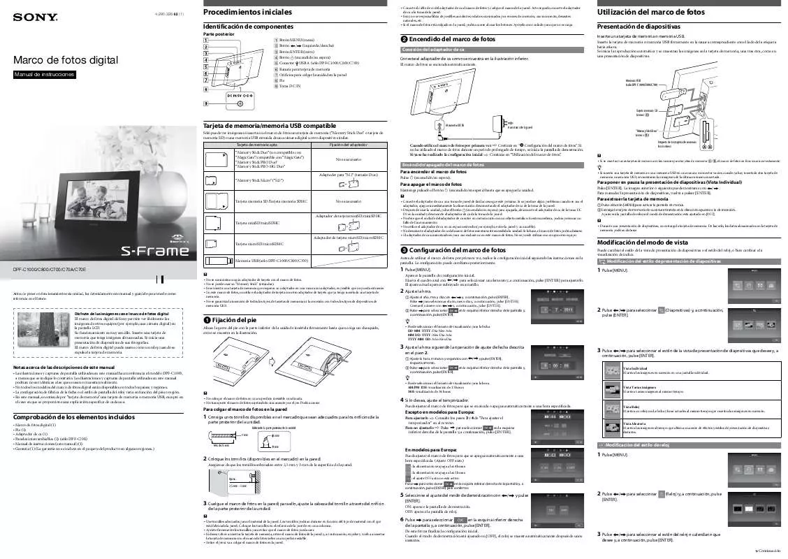 Mode d'emploi SONY DPF-C1000