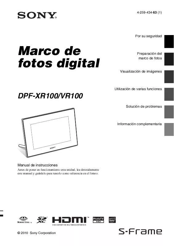 Mode d'emploi SONY DPF-XR100