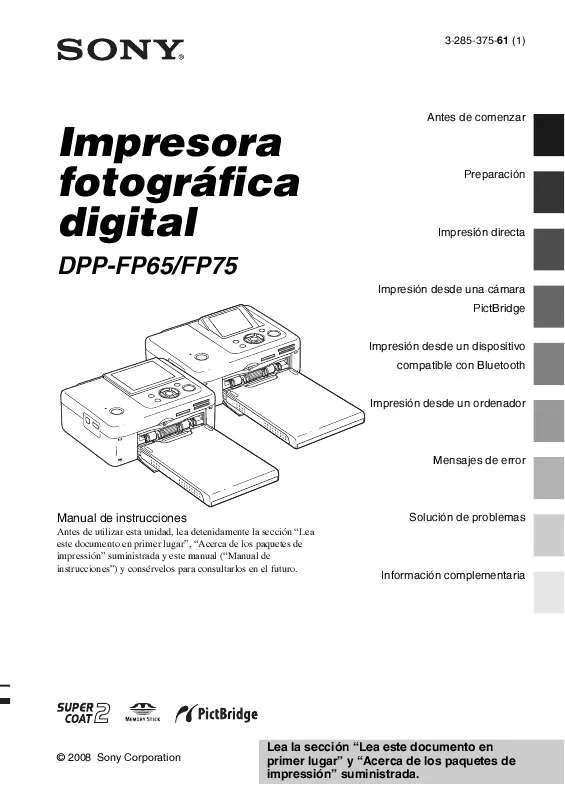 Mode d'emploi SONY DPP-FP65