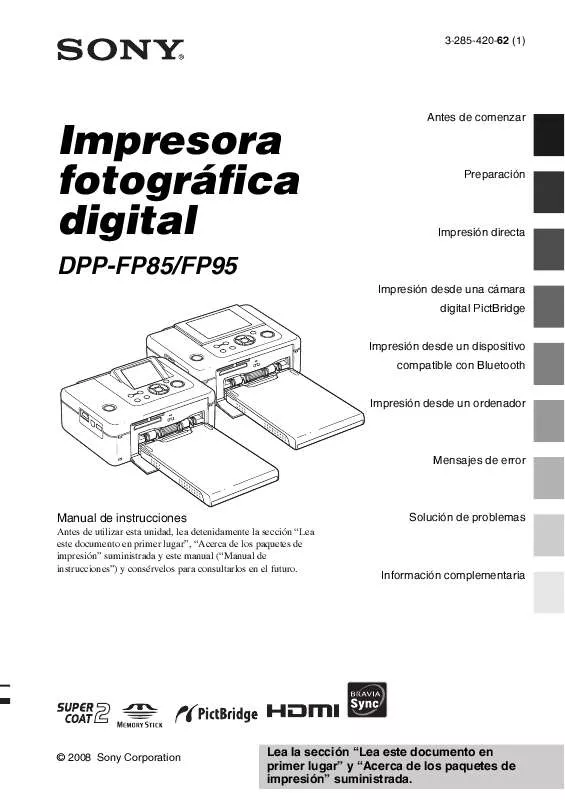 Mode d'emploi SONY DPP-FP85