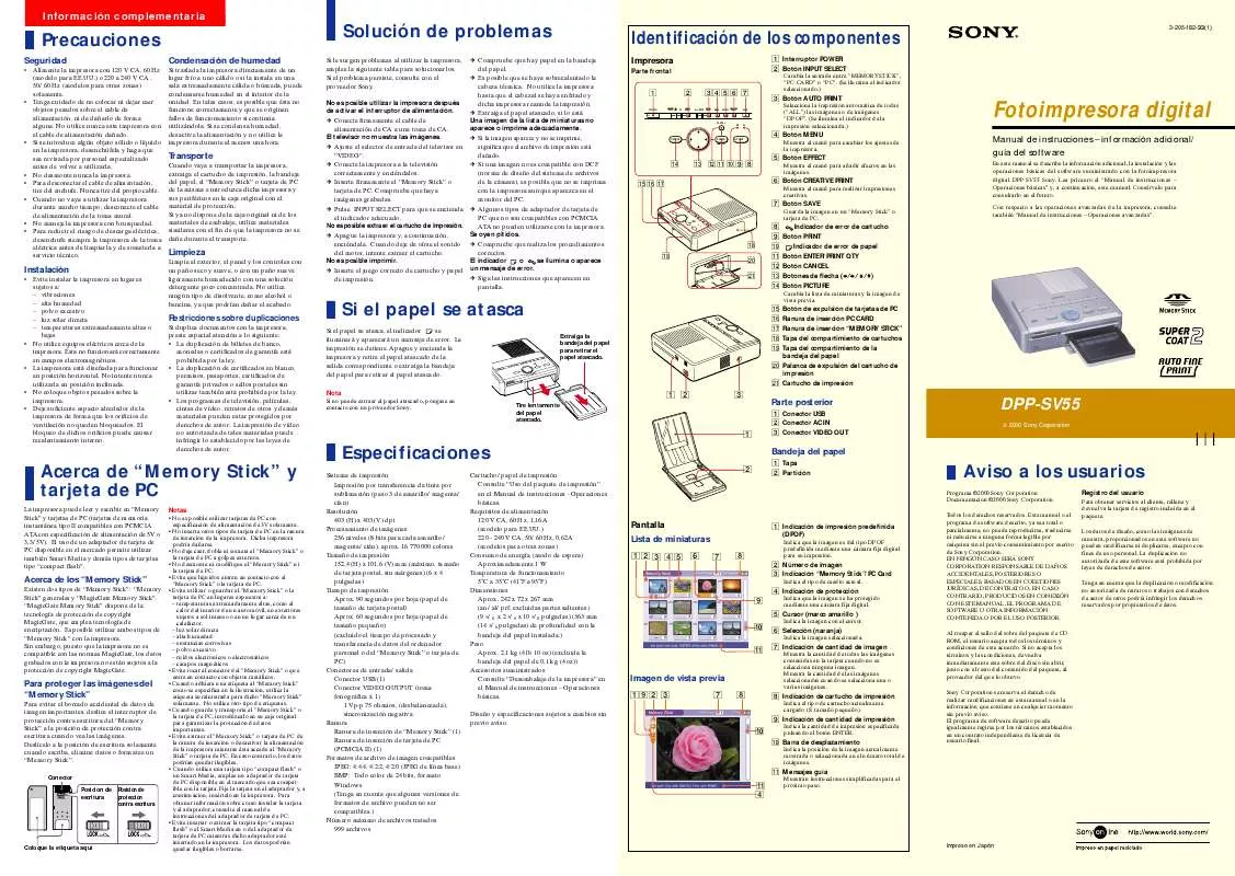 Mode d'emploi SONY DPP-SV55