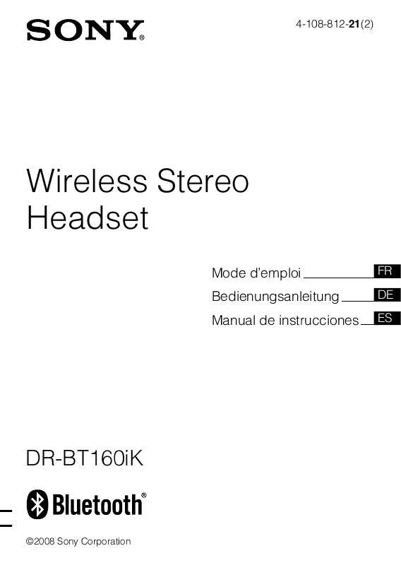 Mode d'emploi SONY DR-BT160IK