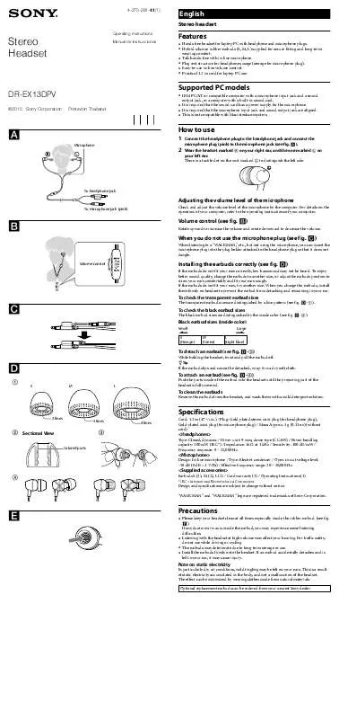 Mode d'emploi SONY DR-EX13DPV