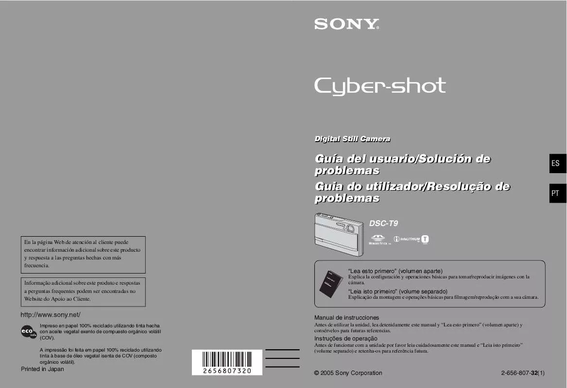 Mode d'emploi SONY CYBER-SHOT DSC-T9/B