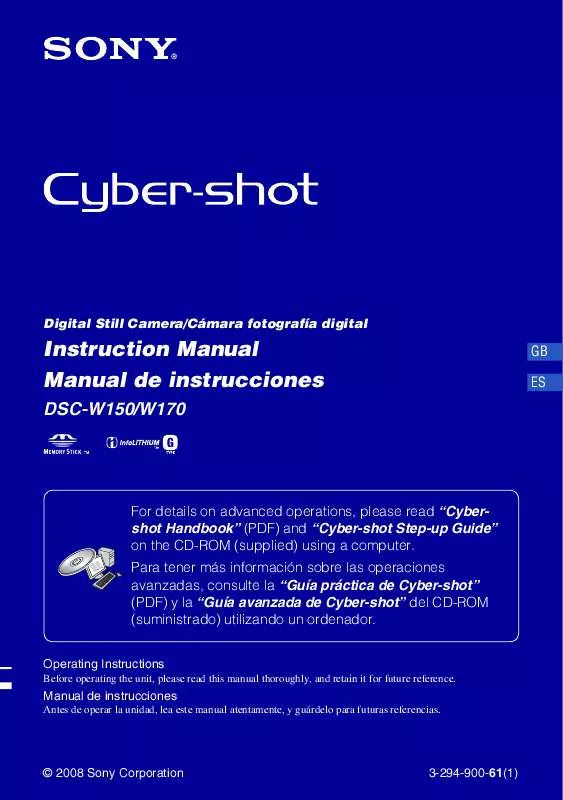 Mode d'emploi SONY CYBER-SHOT DSC-W170/N