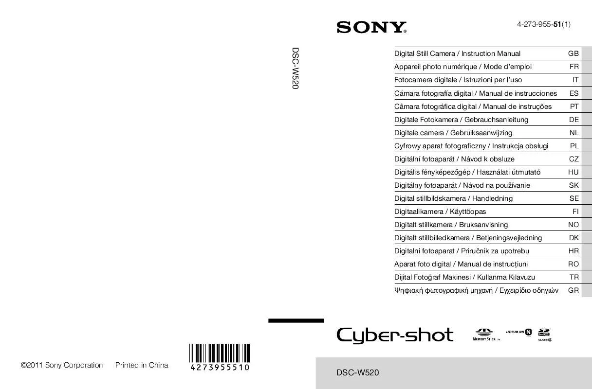 Mode d'emploi SONY CYBERSHOT DSC-W520