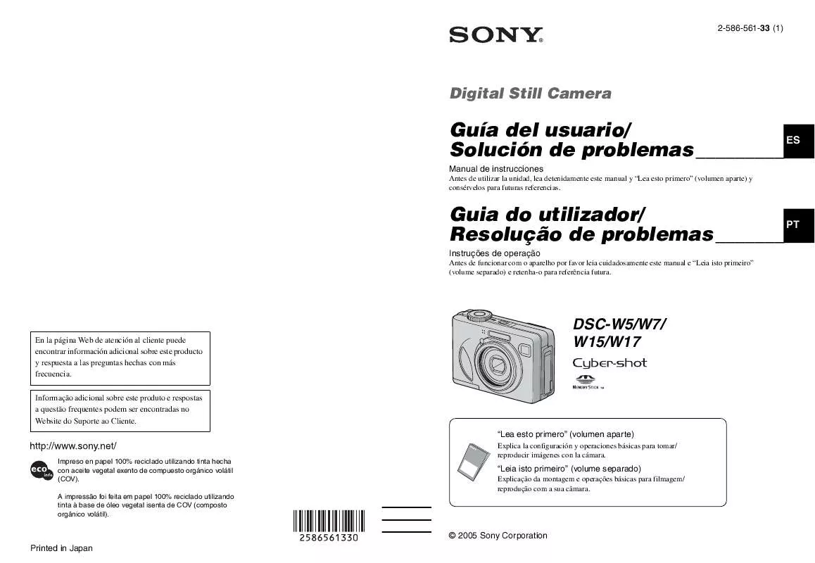 Mode d'emploi SONY CYBER-SHOT DSC-W7/B