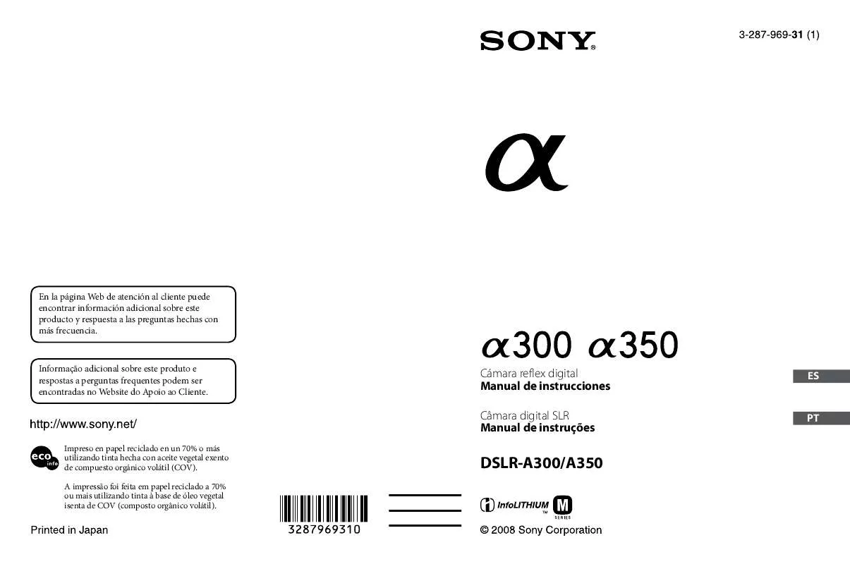 Mode d'emploi SONY ALPHA DSLR-A350K