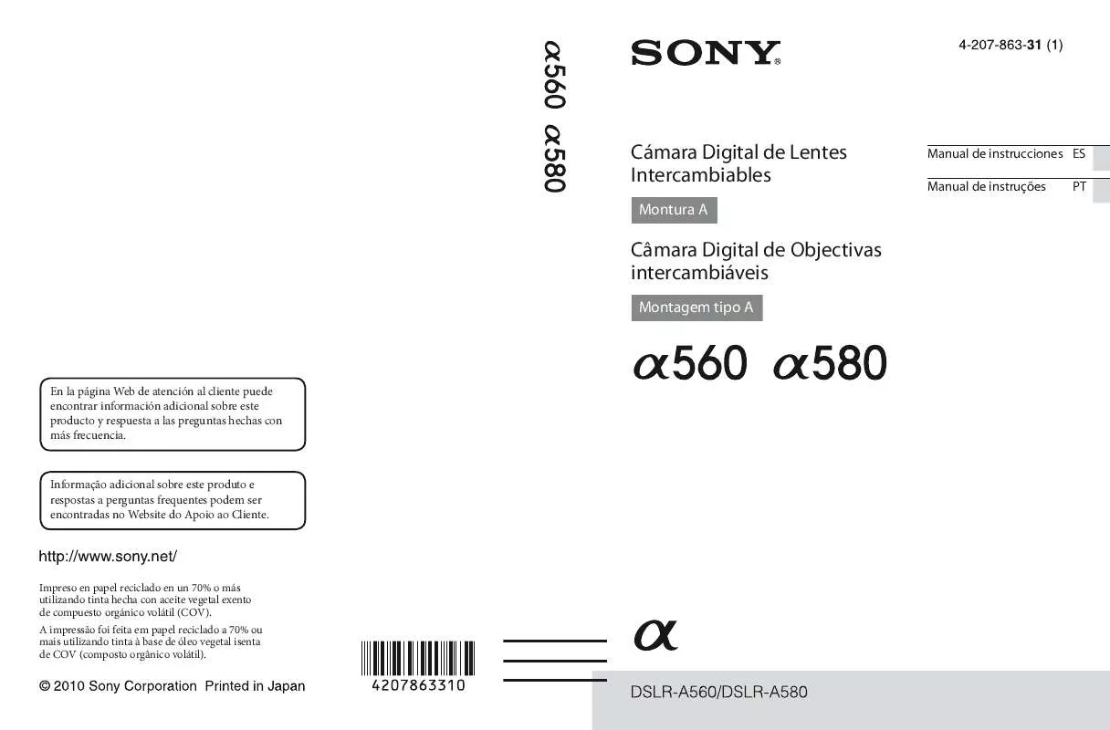 Mode d'emploi SONY DSLR-A580