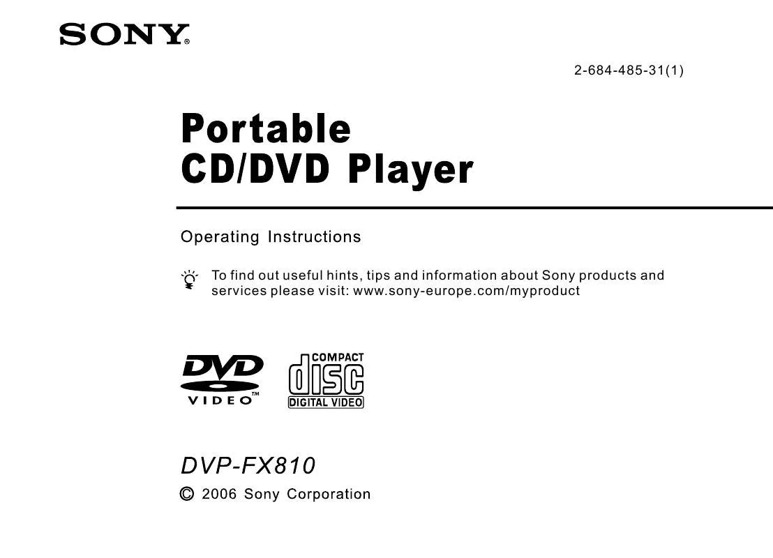 Mode d'emploi SONY DVP-FX810