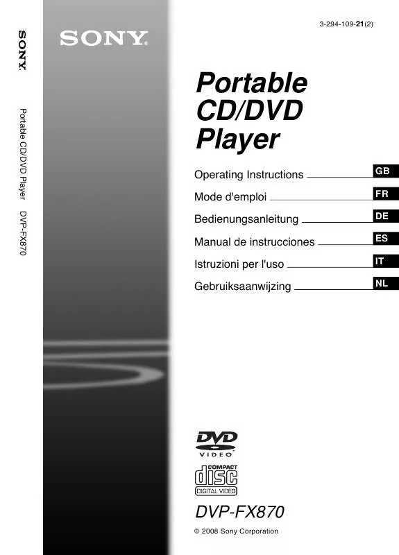 Mode d'emploi SONY DVP-FX870