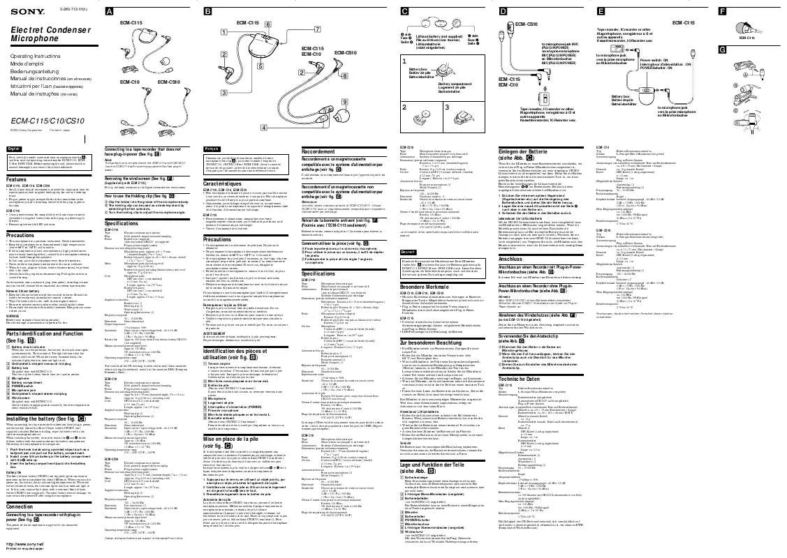 Mode d'emploi SONY ECM-C10