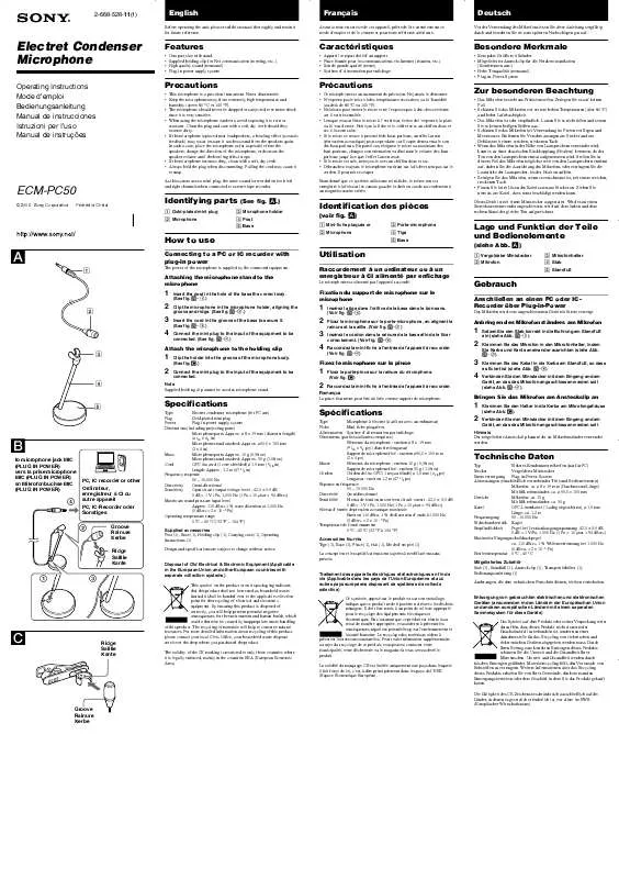 Mode d'emploi SONY ECM-PC50