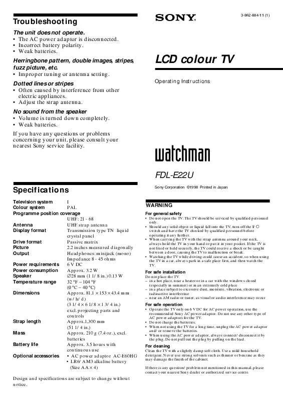 Mode d'emploi SONY FDL-E22U