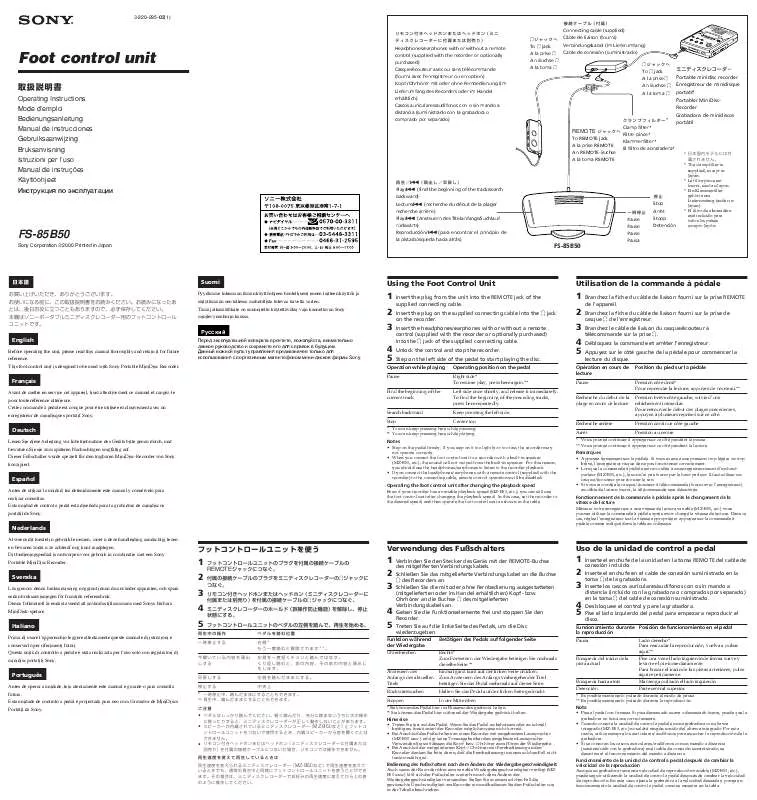 Mode d'emploi SONY FS-85B50