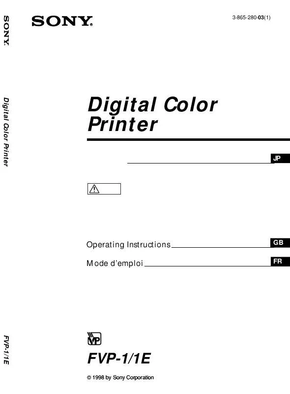 Mode d'emploi SONY FVP-1