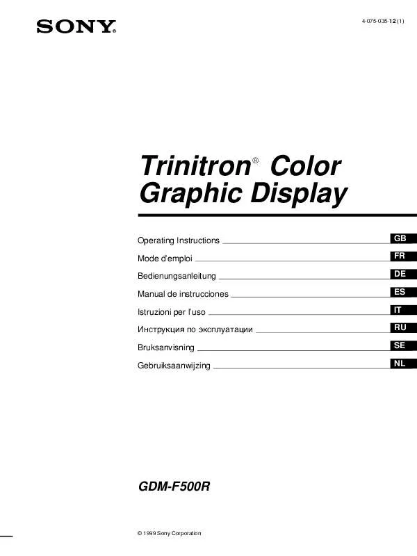 Mode d'emploi SONY GDM-F500R