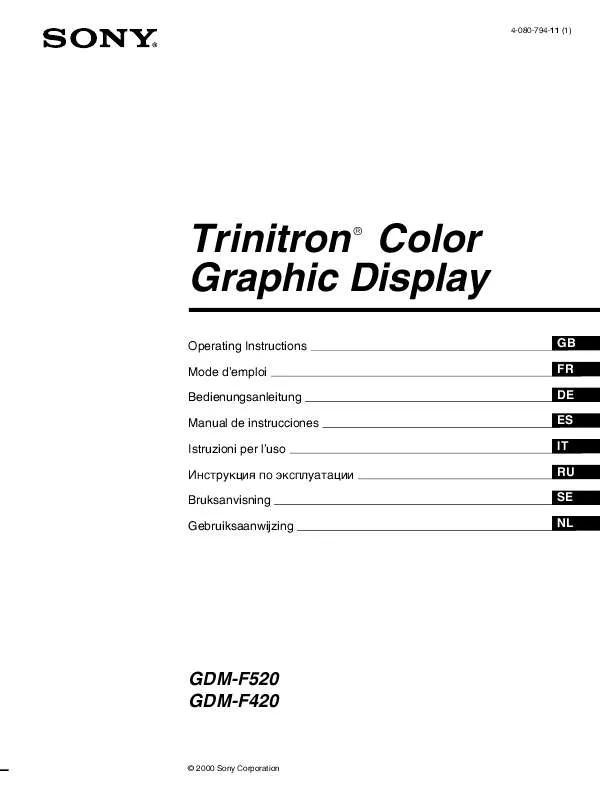 Mode d'emploi SONY GDM-F520